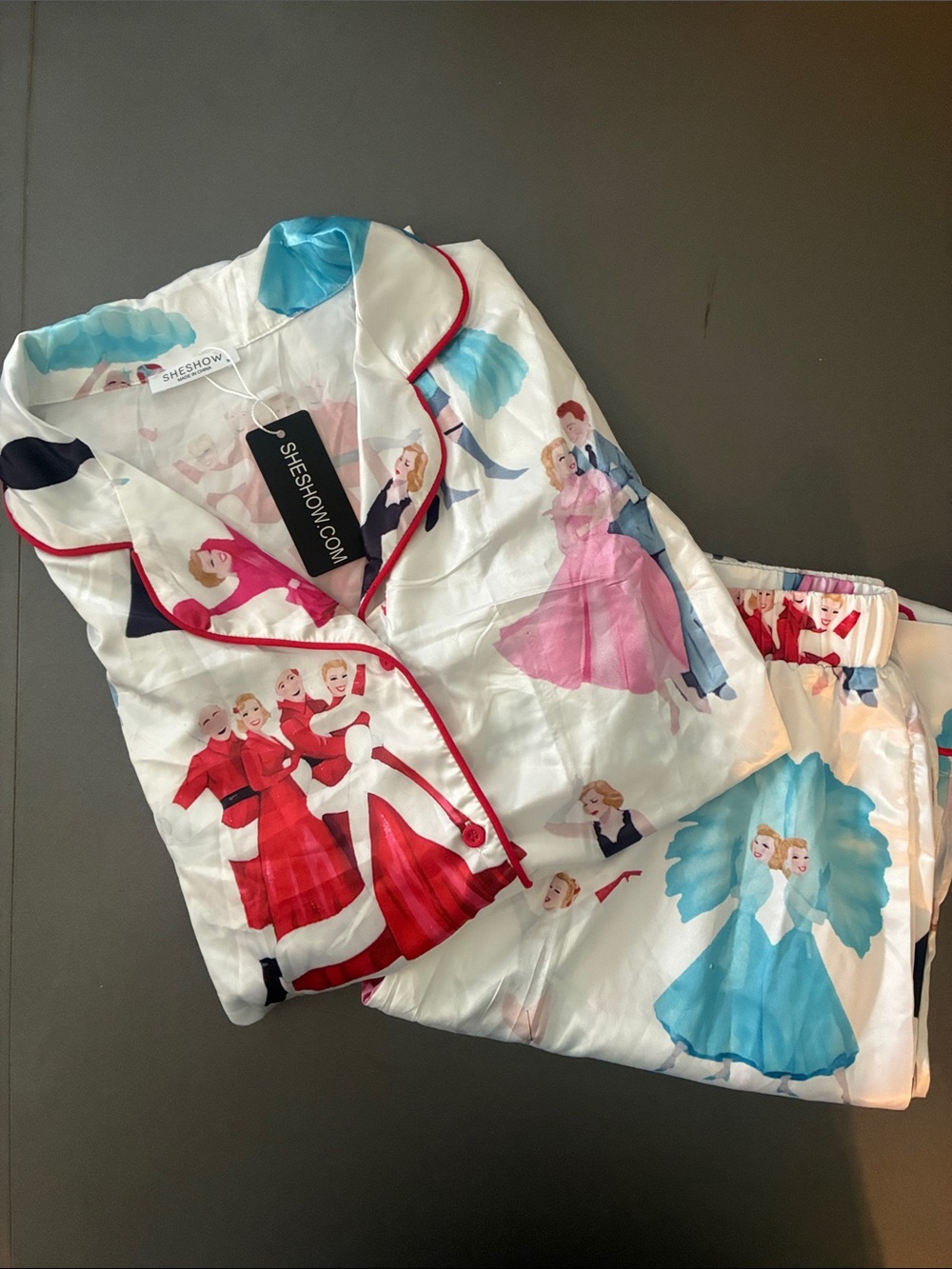 White Christmas Satin Pajama Set NWT Medium by Sheshow